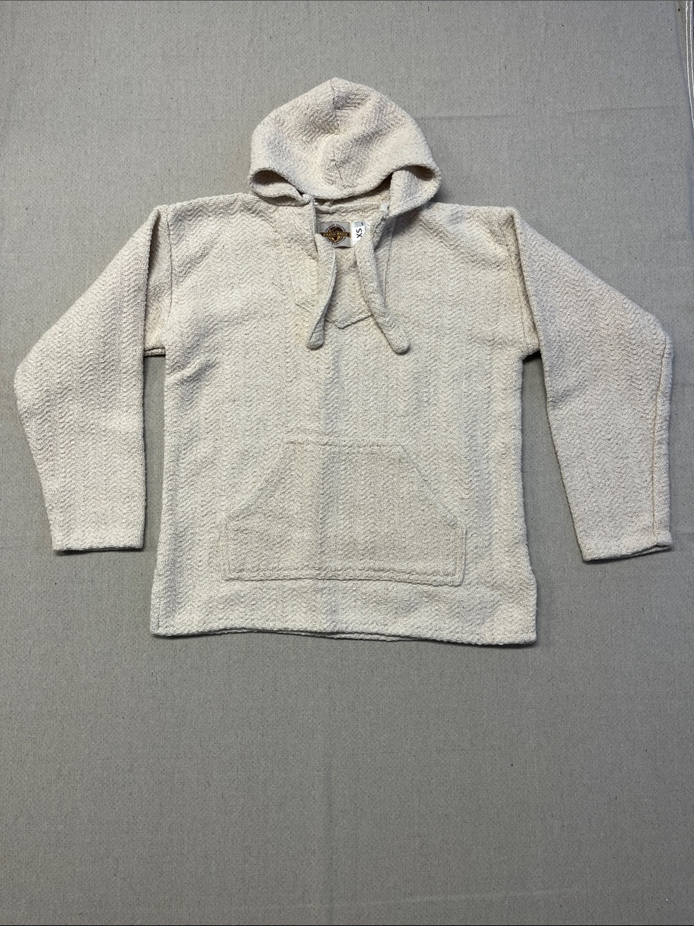 Earth Ragz Baja Hoodie Cream Pullover Sweater Textured Cotton Boho